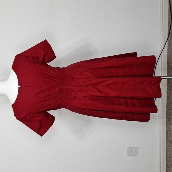 eShakti Red Burgundy Whimsigoth Witchy A-Line Midi Dress W/Pockets Plus Size 2X - Picture 8 of 14